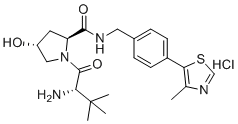 structure of CAS# 1448189-80-7, (4R)-3-Methyl-L-valyl-4-hydroxy-N-[[4-(4-methyl-5-thiazolyl)phenyl]methyl]-L-prolinamide hydrochloride (1:1);(S,R,S)-AHPC hydrochloride;VHL Ligand 1 (hydrochloride)