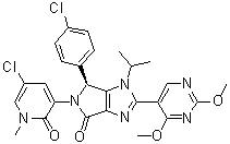 结构式 CAS# 1448867-41-1, (S)-5-(5-氯-1-甲基-2-氧代-1,2-二氢吡啶-3-基)-6-(4-氯苯基)-2-(2,4-二甲氧基嘧啶-5-基)-1-异丙基-5,6-二氢-1H-吡咯并[3,4-d]咪唑-4-酮