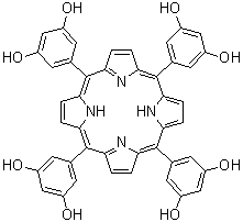 structure of CAS# 145764-54-1, 5,10,15,20-Tetrakis(3,5-dihydroxyphenyl)-21H,23H-porphine;5,10,15,20-Tetrakis(3',5'-dihydroxyphenyl)porphyrin