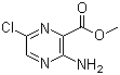 structure of CAS# 1458-03-3, Methyl 3-amino-6-chloropyrazine-2-carboxylate;Methyl 2-amino-5-chloropyrazine-3-carboxylate; 3-Amino-6-chloro-2-pyrazinecarboxylic acid methyl ester