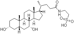 structure of CAS# 14605-22-2, Tauroursodeoxycholic acid;2-[[(4R)-4-[(3R,5S,7S,8R,9S,10S,13R,14S,17R)-3,7-dihydroxy-10,13-dimethyl-2,3,4,5,6,7,8,9,11,12,14,15,16,17-tetradecahydro-1H-cyclopenta[a]phenanthren-17-yl]pentanoyl]amino]ethanesulfonic acid