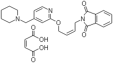 结构式 CAS# 146447-26-9, N-[顺-4-[4-(N-哌啶甲基)吡啶-2-氧]-2-丁烯-1-基]邻苯二甲酰亚胺 顺丁烯二酸盐