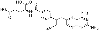 结构式 CAS# 146464-95-1, 10-炔丙基-10-去氮杂氨基蝶呤; N-(4-(1-((2,4-二氨基-6-蝶啶)甲基)-3-丁炔基)苯甲酰基)-L-谷氨酸