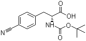 结构式 CAS# 146727-62-0, Boc-D-4-氰基苯丙氨酸; (R)-N-Boc-4-氰基苯丙氨酸; N-叔丁氧羰基-4-氰基苯基-D-丙氨酸
