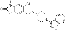 structure of CAS# 146939-27-7, Ziprasidone;5-(2-(4-(1,2-Benzisothiazol-3-yl)-1-piperazinyl)ethyl)-6-chloro-1,3-dihydro-2H-indol-2-one