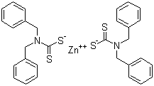 structure of CAS# 14726-36-4, Zinc dibenzyldithiocarbamate;Dibenzyldithiocarbamic acid zinc salt; Zinc bis(N,N-dibenzyldithiocarbamate)