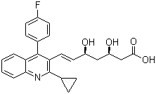 结构式 CAS# 147511-69-1, 匹伐他汀; (3R,5S,6E)-7-(2-环丙基-4-(4-氟苯基)喹啉-3-基)-3,5-二羟基庚-6-烯酸