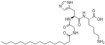 结构式 CAS# 147732-56-7, N-(1-氧代十六烷基)甘氨酰-L-组氨酰-L-赖氨酸