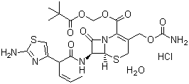 structure of CAS# 147816-24-8, Cefcapene pivoxil hydrochloride;2,2-Dimethylpropanoyloxymethyl 7-[2-(2-amino-1,3-thiazol-4-yl)pent-2-enoylamino]-3-(carbamoyloxymethyl)-8-oxo-5-thia-1-azabicyclo[4.2.0]oct-2-ene-2-carboxylate