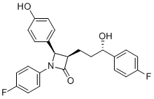 structure of CAS# 1478664-02-6, Ezetimibe (3R,4R,3'S)-Isomer;(3R,4R)-1-(4-Fluorophenyl)-3-((S)-3-(4-fluorophenyl)-3-hydroxypropyl)-4-(4-hydroxyphenyl)azetidin-2-one