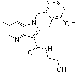 N-(2-Hydroxyethyl)-1-[(6-methoxy-5-methylpyrimidin-4-yl)methyl]-6-methyl-1H-pyrrolo[3,2-b]pyridine-3-carboxamide molecular structure (CAS 1494675-86-3)