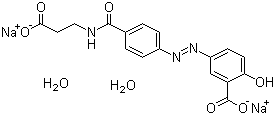 结构式 CAS# 150399-21-6, 巴柳氮二钠; 5-[[4-(2-羧乙基)氨甲酰基]苯偶氮基]水杨酸二钠盐二水合物