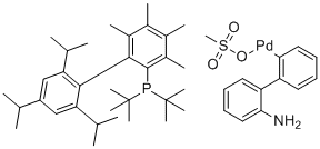 structure of CAS# 1507403-85-1, 4MetBuXPhos Pd G3;Methanesulfonato(2-di-t-butylphosphino-3,4,5,6-tetramethyl-2',4',6'-tri-i-propylbiphenyl)(2'-amino-1,1'-biphenyl-2-yl)palladium(II)