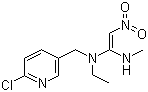 structure of CAS# 150824-47-8, Nitenpyram;(E)-N-[(6-Chloropyridin-3-yl)methyl]-N-ethyl-N'-methyl-2-nitroethene-1,1-diamine