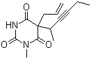 结构式 CAS# 151-83-7, 美索比妥; 5-烯丙基-1-甲基-5-(1-甲基-2-戊炔基)巴比妥酸