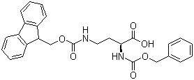 structure of CAS# 151132-82-0, N-Cbz-N'-Fmoc-L-2,4-Diaminobutyric acid;(2S)-4-[[(9H-Fluoren-9-ylmethoxy)carbonyl]amino]-2-[[(phenylmethoxy)carbonyl]amino]butanoic acid