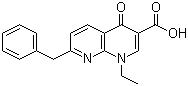 structure of CAS# 15180-02-6, Amfonelic acid;7-Benzyl-1-ethyl-1,4-dihydro-4-oxo-1,8-naphthyridine-3-carboxylic acid; 1-Ethyl-1,4-dihydro-4-oxo-7-(phenylmethyl)-1,8-naphthyridine-3-carboxylic acid; NCA; NSC 100638; Win 25978