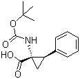 structure of CAS# 151910-11-1, (1S,2R)-1-[[(tert-Butoxy)carbonyl]amino]-2-phenylcyclopropanecarboxylic acid
