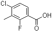 structure of CAS# 153556-55-9, 4-Chloro-2-fluoro-3-methylbenzoic acid