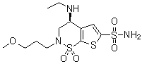 结构式 CAS# 154127-19-2, (S)-4-(乙基氨基)-3,4-二氢-2-(3-甲氧基丙基)-2H-噻吩并[3,2-e]-1,2-噻嗪-6-磺酰胺 1,1-二氧化物