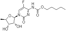 结构式 CAS# 154361-50-9, 卡培他滨; 5-脱氧-5-氟-N-[(戊氧基)羰基]-胞嘧啶核苷; 5-脱氧-5-氟-N-[(戊氧基)羰基]-胞嘧啶核甙