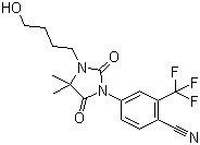 结构式 CAS# 154992-24-2, RU 58841; 4-[3-(4-羟基丁基)-4,4-二甲基-2,5-二氧代-1-咪唑烷基]-2-(三氟甲基)苯腈