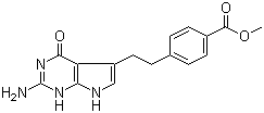 structure of CAS# 155405-80-4, 4-[2-(2-Amino-4,7-dihydro-4-oxo-1H-pyrrolo[2,3-d]pyrimidin-5-yl)ethyl]benzoic acid methyl ester