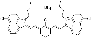 structure of CAS# 155613-98-2, IR-1048 tetrafluoroborate;1-Butyl-2-[2-[3-[(1-butyl-6-chlorobenz[cd]indol-2(1H)-ylidene)ethylidene]-2-chloro-1-cyclohexen-1-yl]ethenyl]-6-chlorobenz[cd]indolium tetrafluoroborate