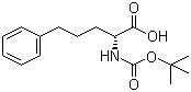 structure of CAS# 156130-68-6, (R)-5-Phenyl-2-(tert-butoxycarbonylamino)pentanoic acid;(R)-alpha-[[(1,1-Dimethylethoxy)carbonyl]amino]benzenepentanoic acid; (R)-N-tert-Butoxylcarbonyl-2-amino-5-phenylpentanoic acid; (alphaR)-alpha-[[(1,1-Dimethylethoxy)carbonyl]amino]benzenepentanoic acid