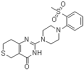 structure of CAS# 1563007-08-8, 3,5,7,8-Tetrahydro-2-[4-[2-(methylsulfonyl)phenyl]-1-piperazinyl]-4H-thiopyrano[4,3-d]pyrimidin-4-one