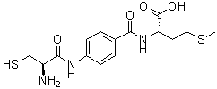 structure of CAS# 156707-43-6, N-[4-[[(2R)-2-Amino-3-mercapto-1-oxopropyl]amino]benzoyl]-L-methionine;FTI II