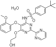 结构式 CAS# 157212-55-0, 波生坦(水合物); N-[6-(2-羟基乙氧基)-5-(2-甲氧基苯氧基)-2-嘧啶-2-基-嘧啶-4-基]-4-叔丁基苯磺酰胺水合物