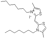 structure of CAS# 15763-48-1, Quaternium 73;Kankohso 201; NK 266; Pionin; 4,4'-Dimethyl-3,3'-diheptyl-2,2'-thiazolocyanine iodide