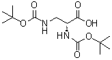 结构式 CAS# 159652-30-9, N-[叔丁氧羰基]-3-[[叔丁氧羰基]氨基]-D-丙氨酸