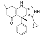 structure of CAS# 1597439-87-6, (4S)-3-cyclopropyl-4,7,7-trimethyl-4-phenyl-2,6,8,9-tetrahydropyrazolo[3,4-b]quinolin-5-one