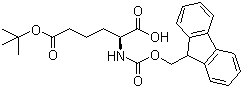 结构式 CAS# 159751-47-0, (S)-2-Fmoc-氨基己二酸 6-叔丁酯; (S)-2-芴甲氧羰基氨基己二酸 6-叔丁酯