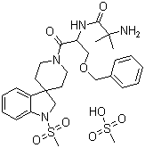 structure of CAS# 159752-10-0, Ibutamoren mesylate;MK-677; 2-Amino-N-[(1R)-2-[1,2-dihydro-1-(methylsulfonyl)spiro[3H-indole-3,4'-piperidin]-1'-yl]-2-oxo-1-[(phenylmethoxy)methyl]ethyl]-2-methylpropanamide methanesulfonate