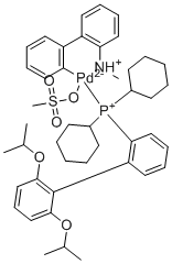 结构式 CAS# 1599466-85-9, (SP-4-3)-[[2',6'-双(1-甲基乙氧基)[1,1'-联苯]-2-基]二环己基膦-κP](甲烷磺酸基-κO)[2'-(甲基氨基-κN)[1,1'-联苯]-2-基-κC]-钯