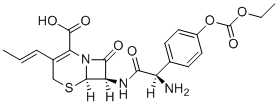 structure of CAS# 1605314-85-9, Cefprozil Monohydrate EP Impurity N;(6R,7R)-7-[[(2R)-2-Amino-2-[4-(ethoxycarbonyl)oxy]phenyl]acetyl]amino]-8-oxo-3-[(1E)-prop-1-enyl]-5-thia-1-azabicyclo[4.2.0]oct-2-ene-2-carboxylic acid