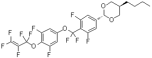 反式-5-丁基-2-[4-[[3,5-二氟-4-[(1,1,2,3,3-五氟-2-丙烯-1-基)氧基]苯氧基]二氟甲基]-3,5-二氟苯基]-1,3-二恶烷分子结构 (CAS 1609652-39-2)