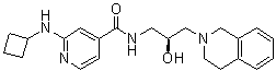 结构式 CAS# 1616391-87-7, 2-(环丁基氨基)-N-[(2S)-3-(3,4-二氢-2(1H)-异喹啉基)-2-羟基丙基]-4-吡啶甲酰胺