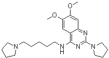 结构式 CAS# 1620401-82-2, 6,7-二甲氧基-2-(1-吡咯烷基)-N-[5-(1-吡咯烷基)戊基]-4-喹唑啉胺