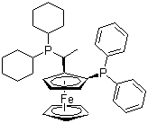 structure of CAS# 162291-02-3, (S)-(+)-1-[(R)-2-(Diphenylphosphino)ferrocenyl]ethyldicyclohexylphosphine;(2S)-1-[(1S)-1-(Dicyclohexylphosphino)ethyl]-2-(diphenylphosphino)ferrocene