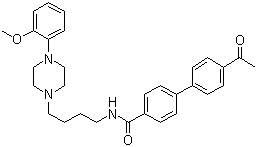 structure of CAS# 162408-66-4, GR 103691;4'-Acetyl-N-[4-[4-(2-methoxyphenyl)-1-piperazinyl]butyl]-[1,1'-biphenyl]-4-carboxamide