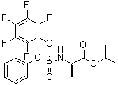 结构式 CAS# 1627824-09-2, N-[(R)-(2,3,4,5,6-五氟苯氧基)苯氧基亚膦酰]-D-丙氨酸异丙酯