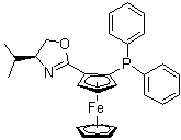 structure of CAS# 163169-10-6, (2R)-1-[(4S)-4,5-Dihydro-4-(1-methylethyl)-2-oxazolyl]-2-(diphenylphosphino)ferrocene