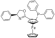 structure of CAS# 163169-12-8, (2R)-1-[(4S)-4,5-Dihydro-4-phenyl-2-oxazolyl]-2-(diphenylphosphino)ferrocene