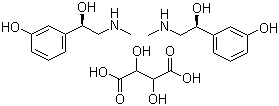 结构式 CAS# 16589-24-5, 酒石酸辛弗林; 1-(4-羟基苯基)-2-(甲基氨基)乙醇酒石酸盐