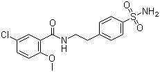 结构式 CAS# 16673-34-0, 4-[2-(5-氯-2-甲氧基苯甲酰氨基)乙基]苯磺酰胺