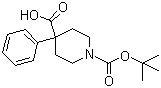 structure of CAS# 167262-68-2, 4-Phenylpiperidine-1,4-dicarboxylic acid mono-tert-butyl ester;1-[[(tert-Butyl)oxy]carbonyl]-4-phenyl-4-piperidinecarboxylic acid; 1-tert-Butoxycarbonyl-4-phenylpiperidine-4-carboxylic acid